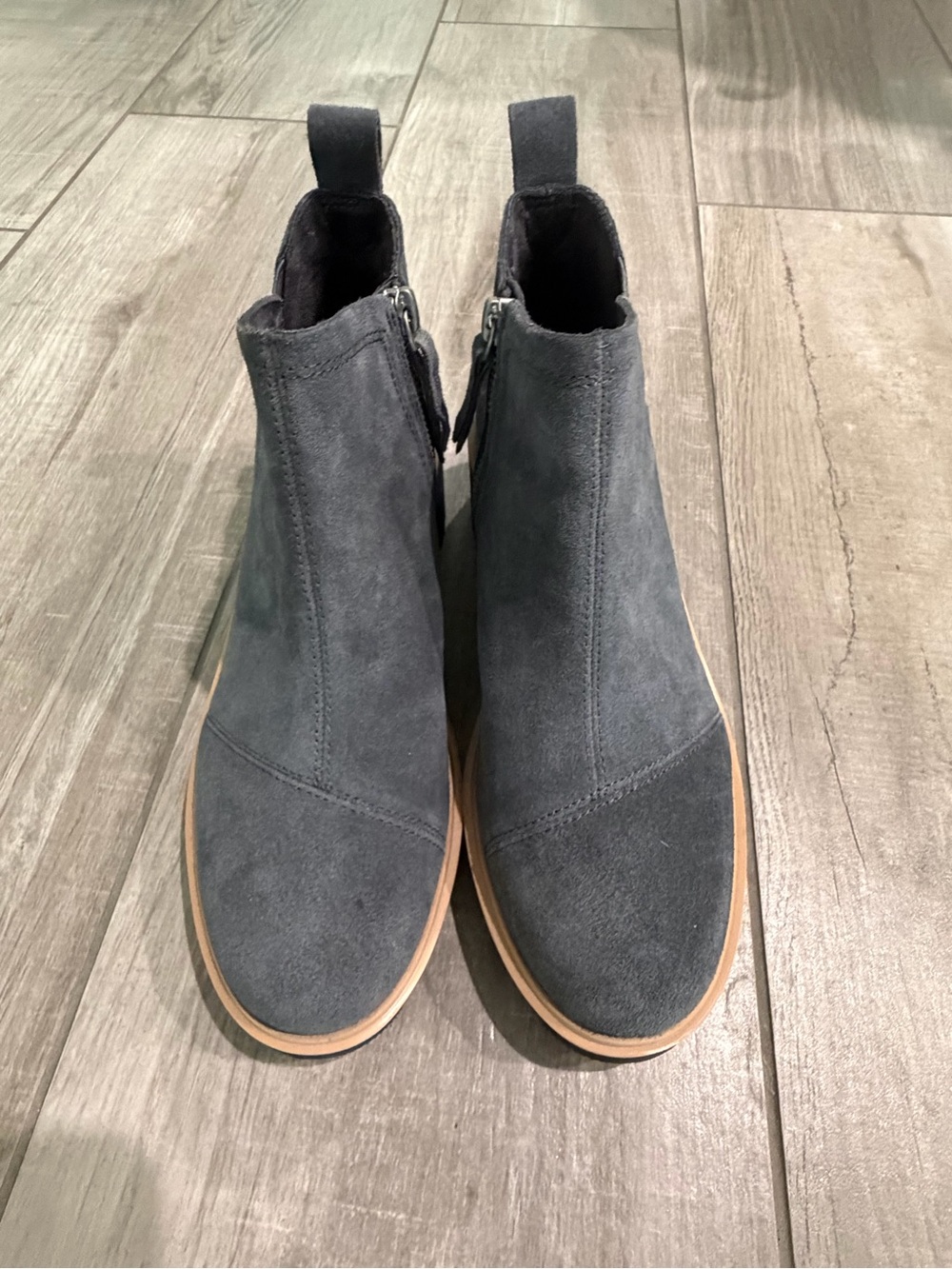 Toms Charcoal Suede Ankle Booties